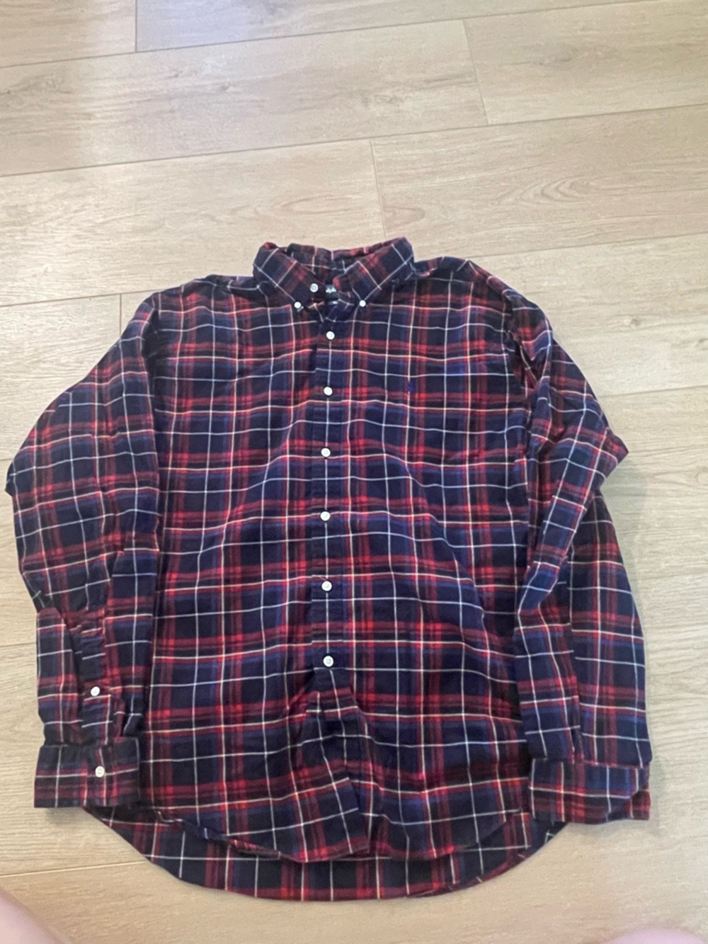 Ralph Lauren Red and Navy Plaid Button-Down Shirt